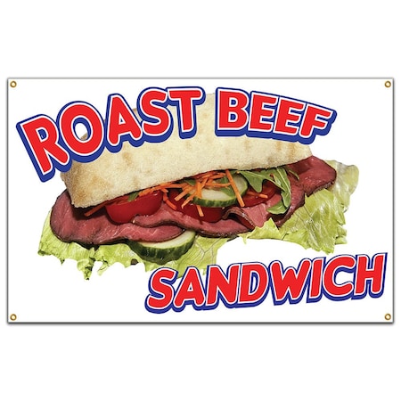 Signmission Roast Beef Sandwich Banner Concession Stand Food Truck Single Sided B-Roast Beef Sandwich19